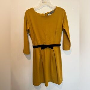 Anthropologie-  Girls from savory Mustard YellowDress with Black Belt
